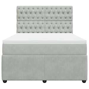 Box spring postel s matrací světle šedá 140x190 cm samet - obrázek 6