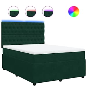 Box spring postel s matrací tmavě zelená 140x190 cm samet - obrázek 2