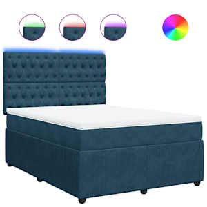 Box spring postel s matrací modrá 140 x 190 cm samet - obrázek 2