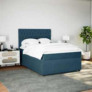 Box spring postel s matrací modrá 140 x 190 cm samet - obrázek 4