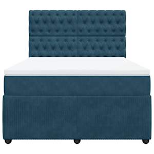 Box spring postel s matrací modrá 140 x 190 cm samet - obrázek 6