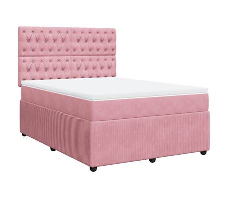 vidaXL Cama box spring con colch&oacute;n terciopelo rosa 140x190 cm