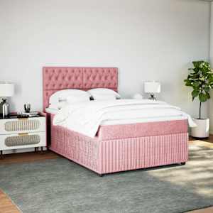 Box spring postel s matrací růžová 140x190 cm samet - obrázek 4