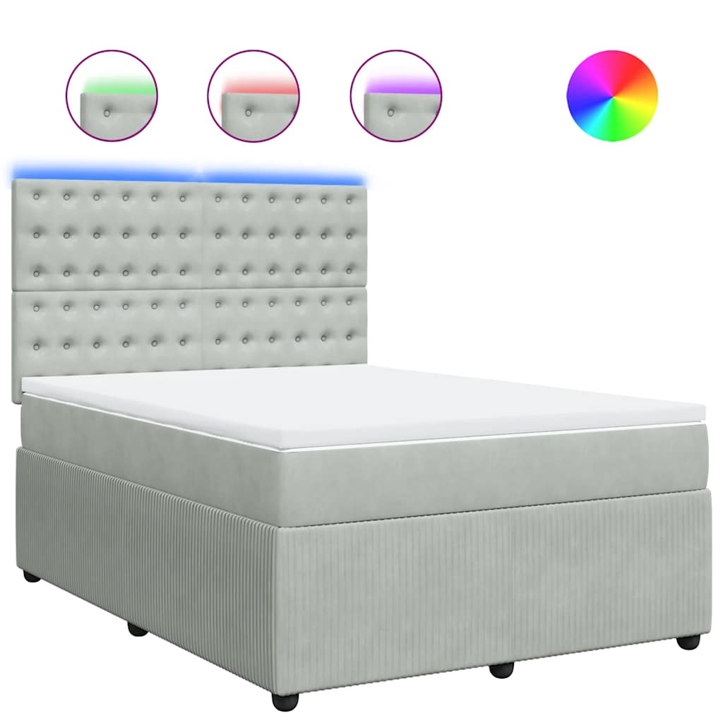 Thumbnail - vidaXL Boxspringbett mit Matratze Hellgrau 140x190 cm Samt
