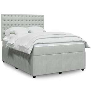 Box spring postel s matrací světle šedá 140x190 cm samet - obrázek 1