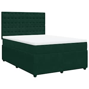 Box spring postel s matrací tmavě zelená 140x190 cm samet - obrázek 3