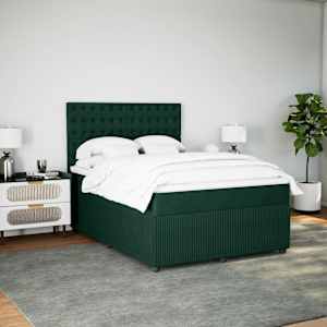 Box spring postel s matrací tmavě zelená 140x190 cm samet - obrázek 4