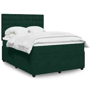 Box spring postel s matrací tmavě zelená 140x190 cm samet - obrázek 1