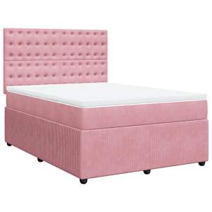 Box spring postel s matrací růžová 140x190 cm samet - obrázek 3