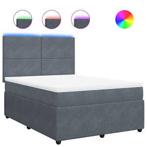 Box spring postel s matrací tmavě šedá 140x200 cm samet - obrázek 2