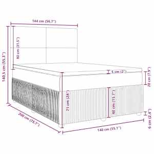 Box spring postel s matrací tmavě šedá 140x200 cm samet - obrázek 18