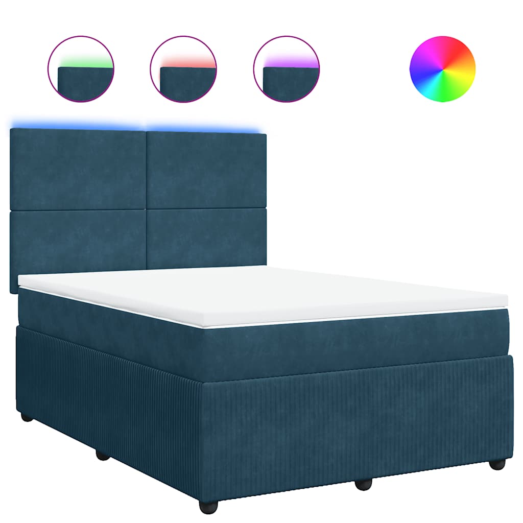 vidaXL Boxspring met matras fluweel blauw 140x200 cm, foto 3