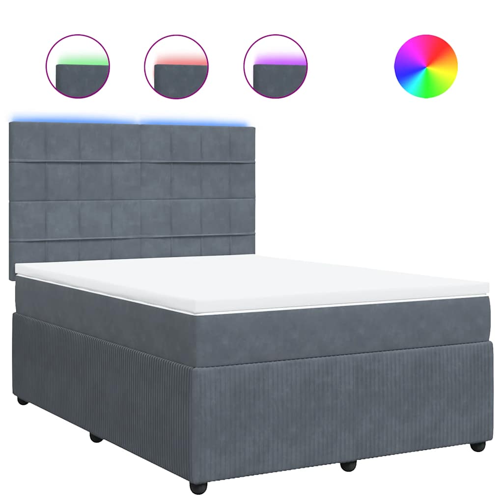 vidaXL Box spring postel s matrací tmavě šedá 140x200 cm samet