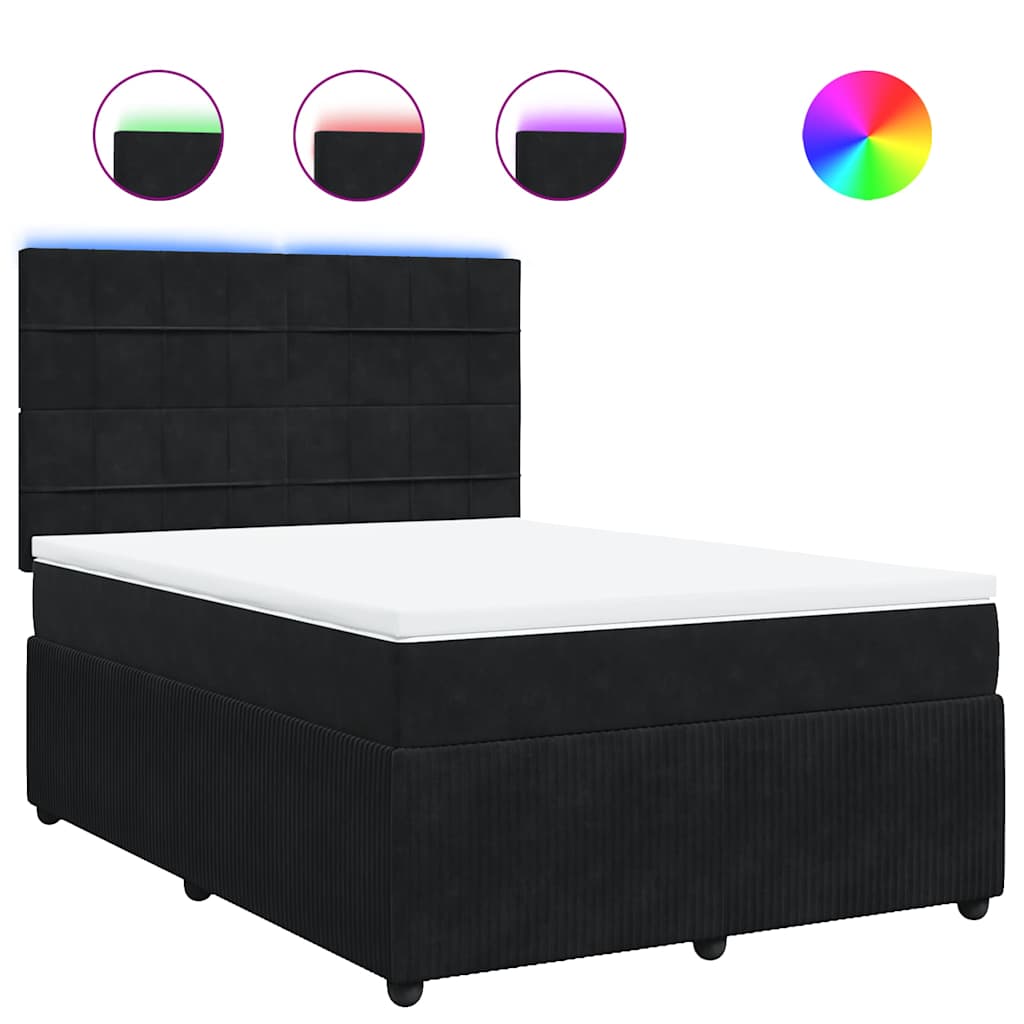 vidaXL Box spring postel s matrací černá 140x200 cm samet