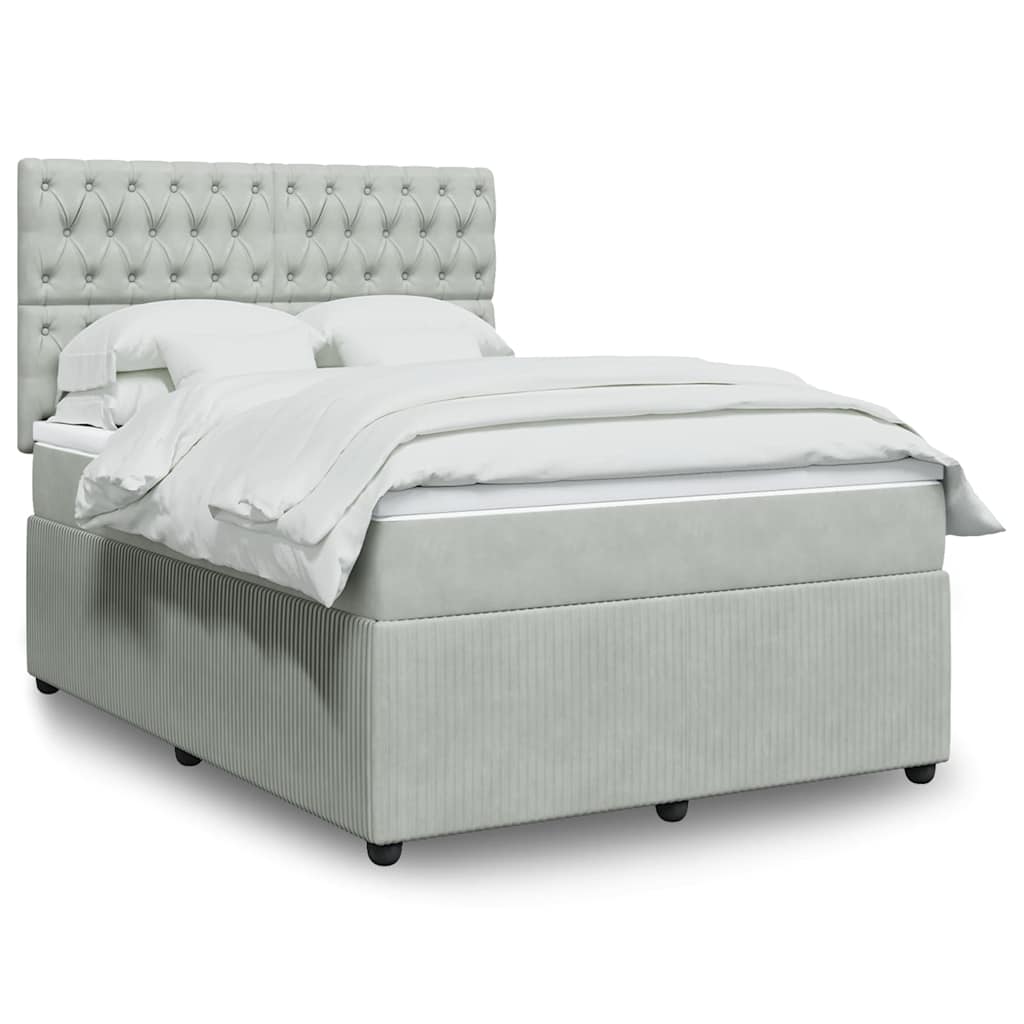 vidaXL Giroletto a Molle con Materasso Grigio Chiaro 140x200cm Velluto