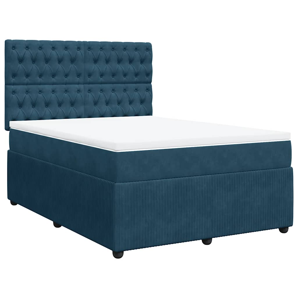 Thumbnail - vidaXL Boxspringbett mit Matratze Blau 140x200 cm Samt