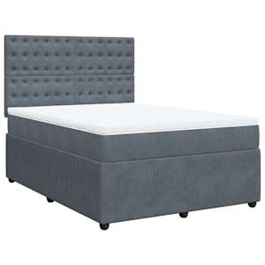 Box spring postel s matrací tmavě šedá 140x200 cm samet - obrázek 3