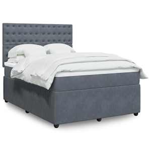 Box spring postel s matrací tmavě šedá 140x200 cm samet - obrázek 1