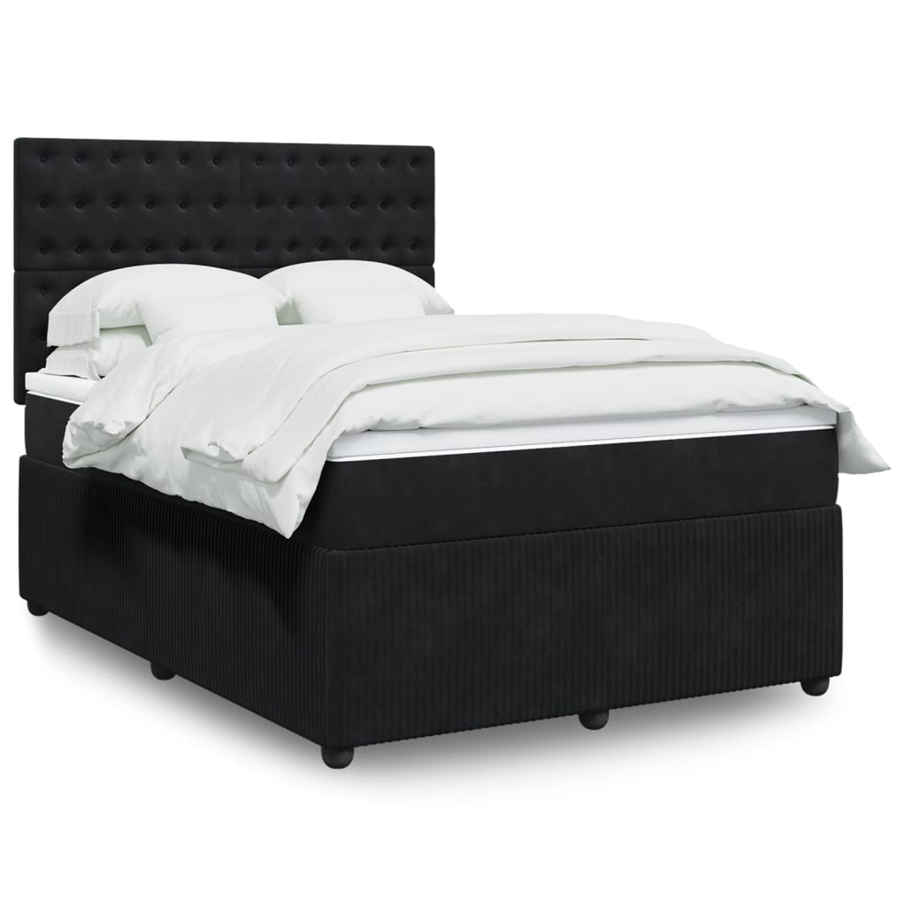 Boxspringbett mit Matratze Schwarz 140×200 cm Samt