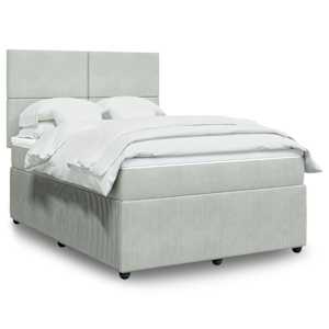 Box spring postel s matrací světle šedá 160x200 cm samet - obrázek 1