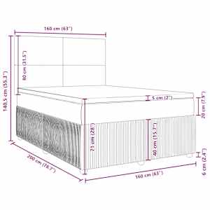 Box spring postel s matrací tmavě šedá 160x200 cm samet - obrázek 18