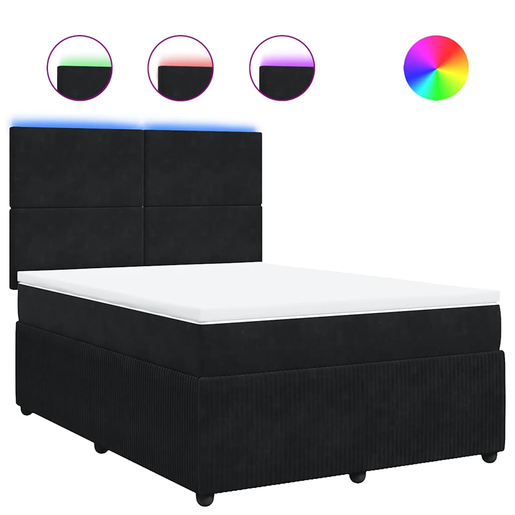 vidaXL Box spring postel s matrací černá 160x200 cm samet