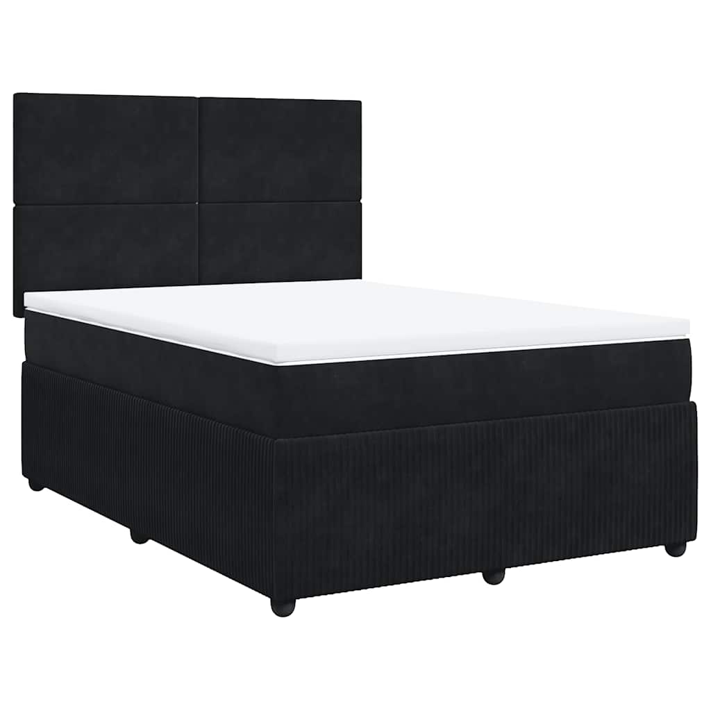 vidaXL Boxspring met matras fluweel zwart 160x200 cm afbeelding