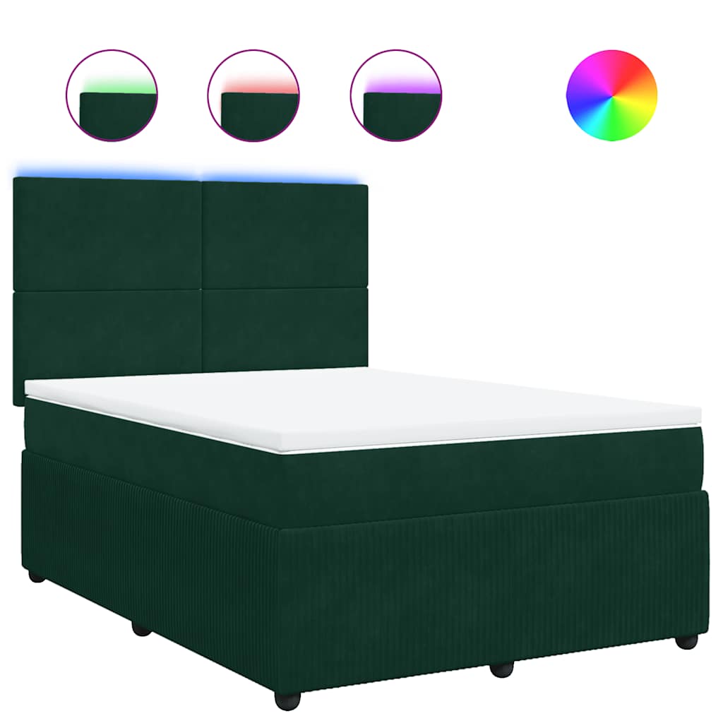vidaXL Boxspring met matras fluweel donkergroen 160x200 cm groen, foto 3