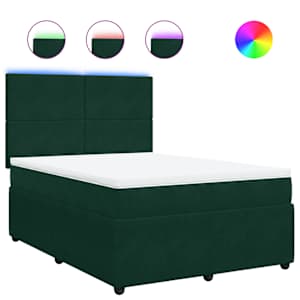 Box spring postel s matrací tmavě zelená 160x200 cm samet - obrázek 2