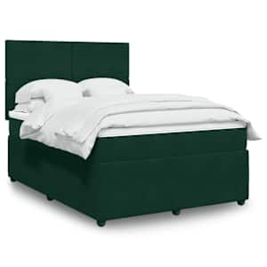 Box spring postelja z vzmetnico temno zelena 160x200 cm žamet