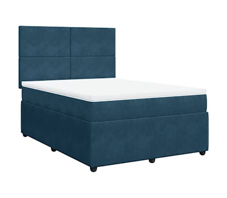 vidaXL Boxspringbett mit Matratze Blau 160x200 cm Samt