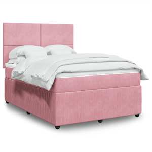 Box spring postelja z vzmetnico roza 160x200 cm žamet