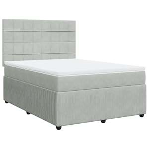 Box spring postel s matrací světle šedá 160x200 cm samet - obrázek 3