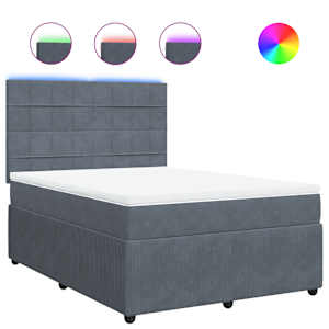 Box spring postel s matrací tmavě šedá 160x200 cm samet - obrázek 2