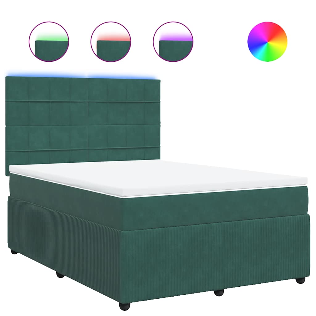 vidaXL Box spring postel s matrací tmavě zelená 160x200 cm samet
