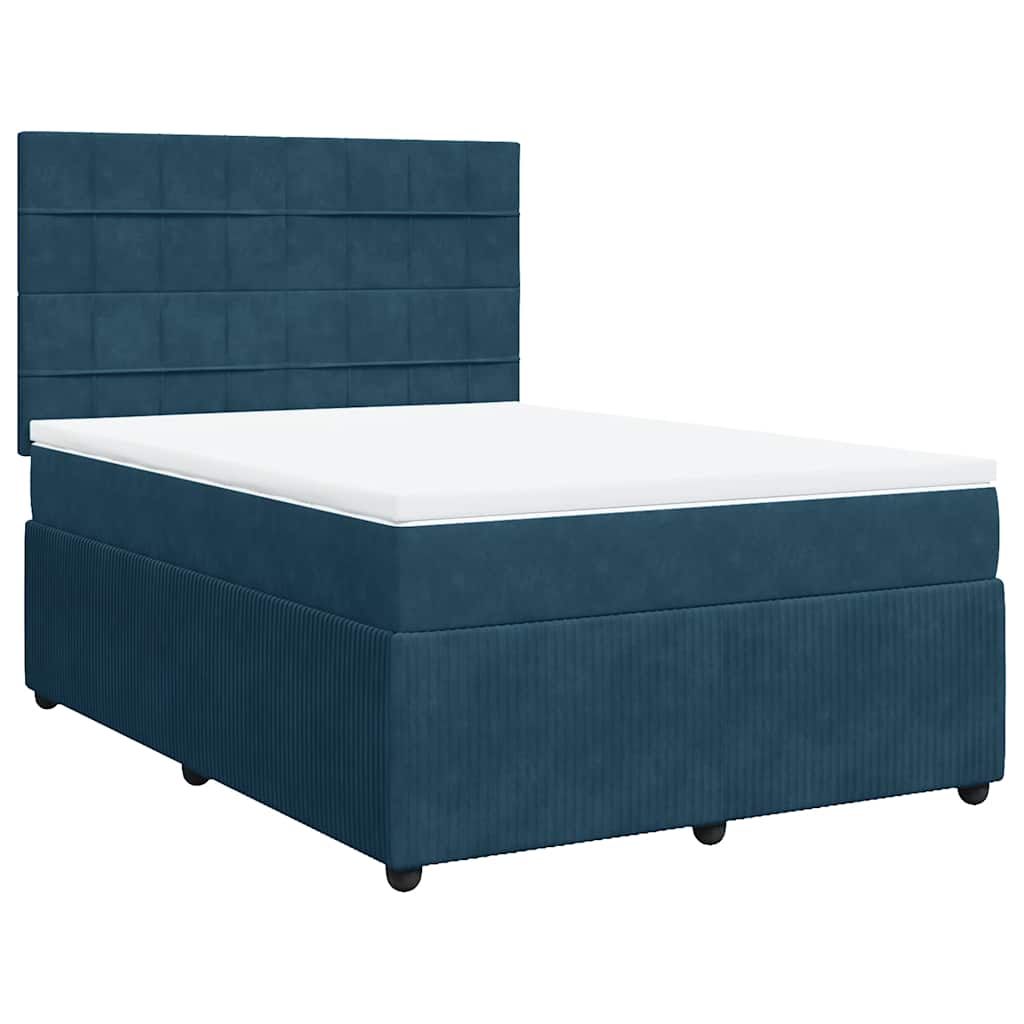 Thumbnail - vidaXL Boxspringbett mit Matratze Blau 160x200 cm Samt