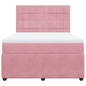 Box spring postel s matrací růžová 160x200 cm samet - obrázek 6
