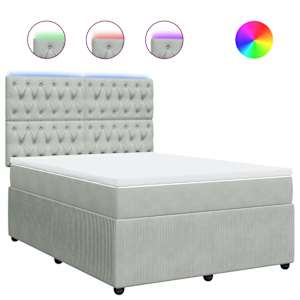 Box spring postel s matrací světle šedá 160x200 cm samet - obrázek 2
