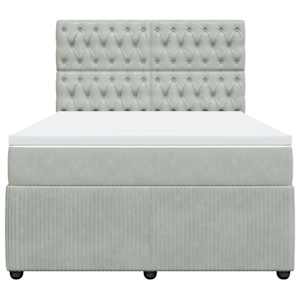 Box spring postel s matrací světle šedá 160x200 cm samet - obrázek 6