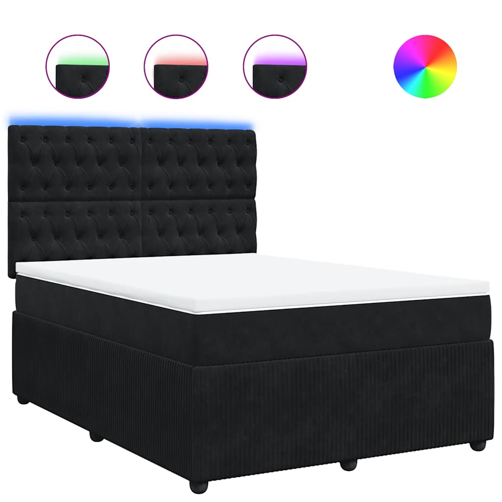 vidaXL Box spring postel s matrací černá 160x200 cm samet