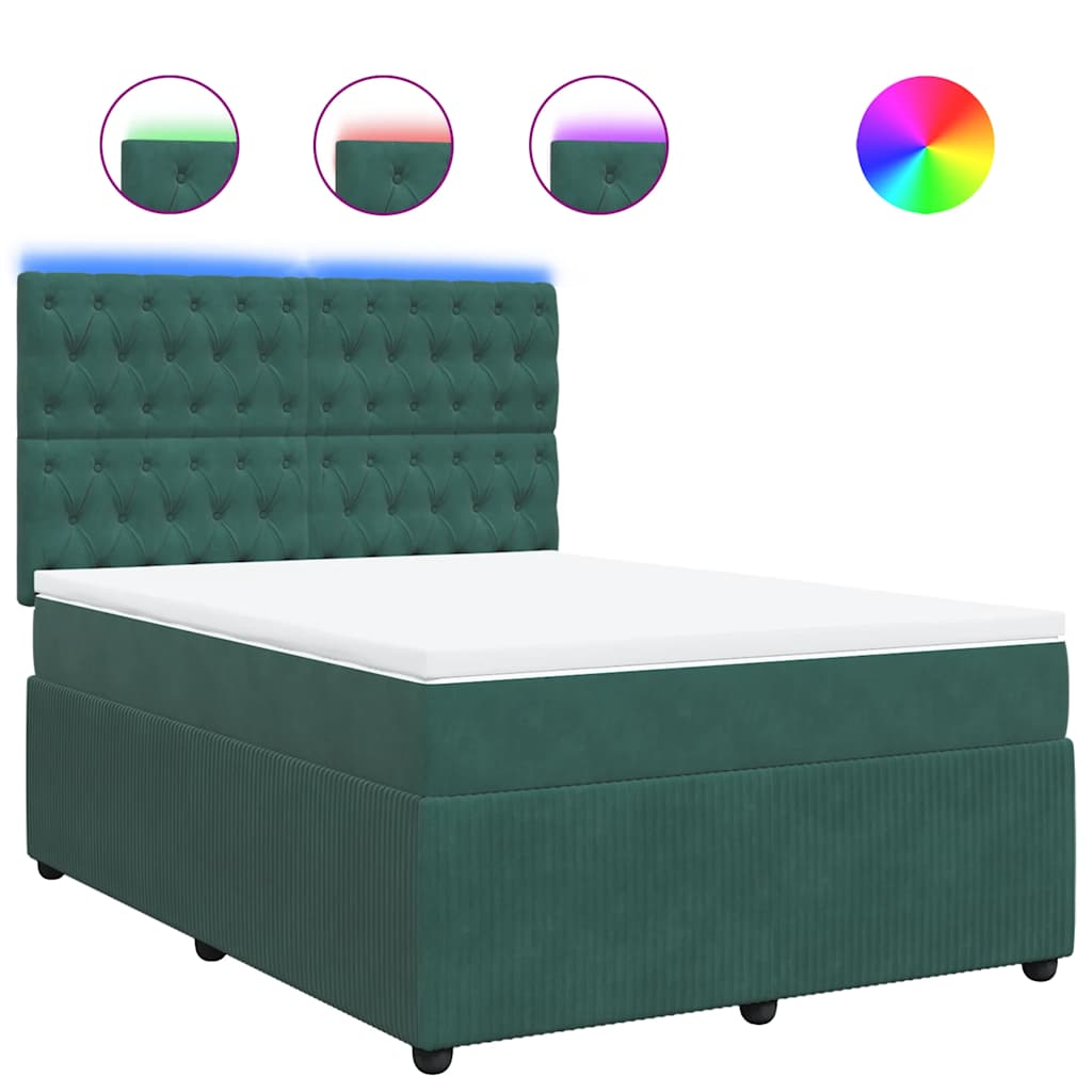 vidaXL Box spring postel s matrací tmavě zelená 160x200 cm samet