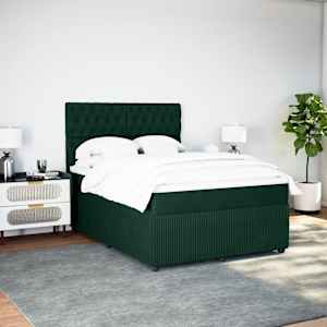 Box spring postel s matrací tmavě zelená 160x200 cm samet - obrázek 4