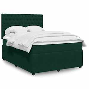 Box spring postelja z vzmetnico temno zelena 160x200 cm žamet