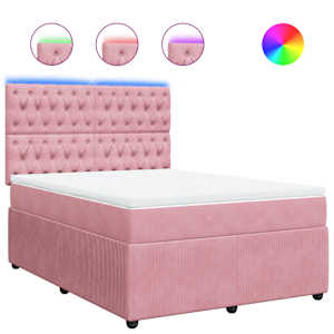 Box spring postel s matrací růžová 160x200 cm samet - obrázek 2