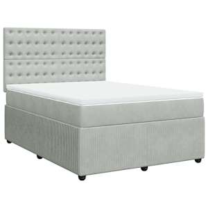 Box spring postel s matrací světle šedá 160x200 cm samet - obrázek 3