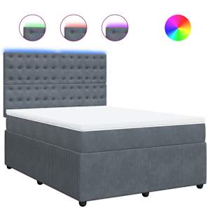 Box spring postel s matrací tmavě šedá 160x200 cm samet - obrázek 2