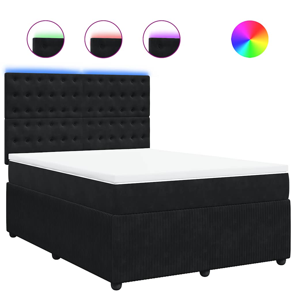 vidaXL Box spring postel s matrací černá 160x200 cm samet