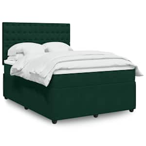 Box spring postel s matrací tmavě zelená 160x200 cm samet - obrázek 1