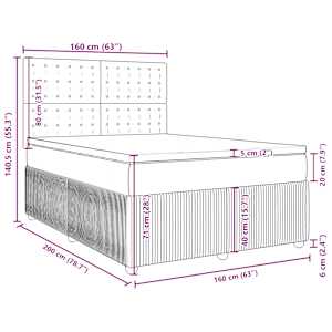 Box spring postel s matrací modrá 160 x 200 cm samet - obrázek 18