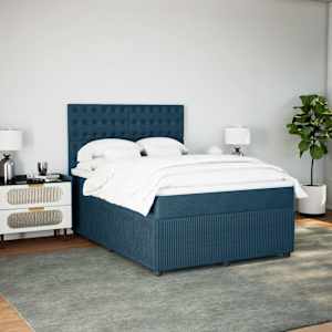 Box spring postel s matrací modrá 160 x 200 cm samet - obrázek 4